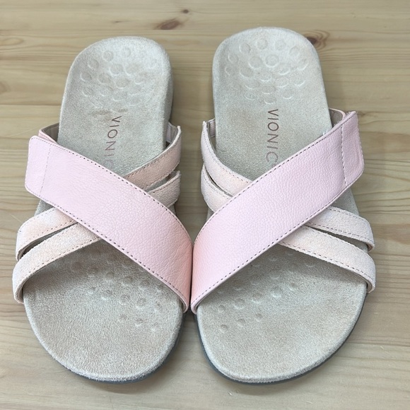 Vionic Zarie Roze Leather Sandals Sz 8.5W Slide On Adjustable Straps EUC - Picture 2 of 11